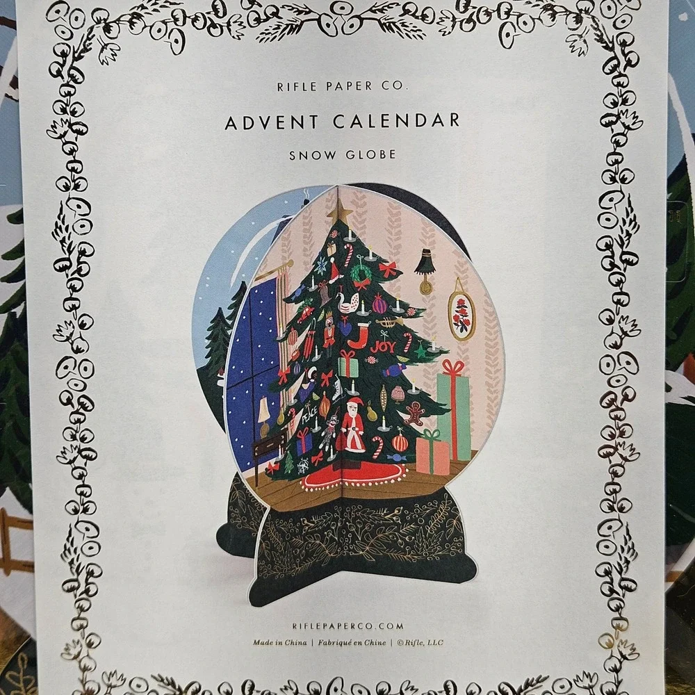 Rifle‎ Paper Co Advent Calendar Snow Globe Christmas Pop Up Anthropologie NEW